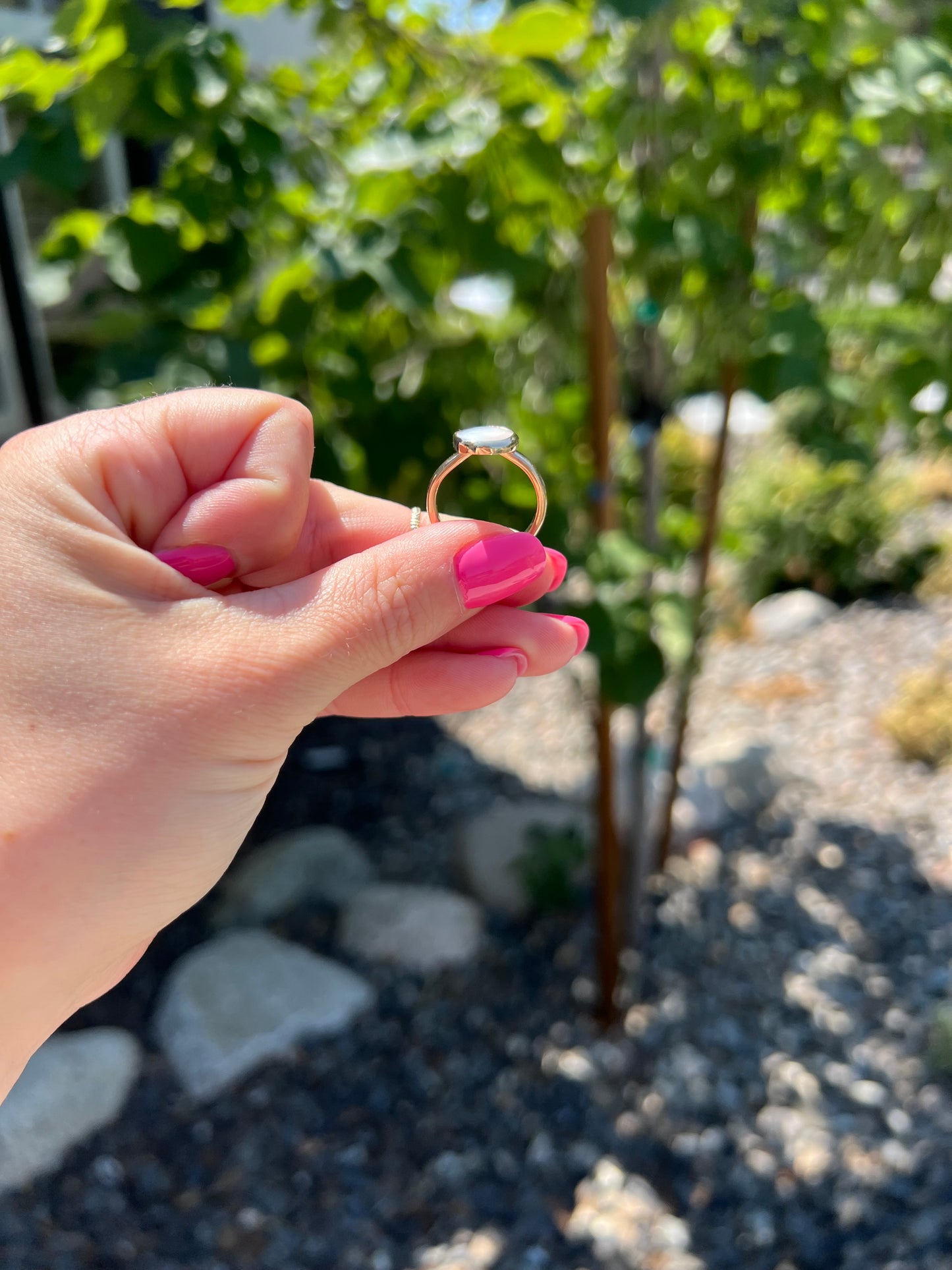 14k Gold Mother of Pearl Ring