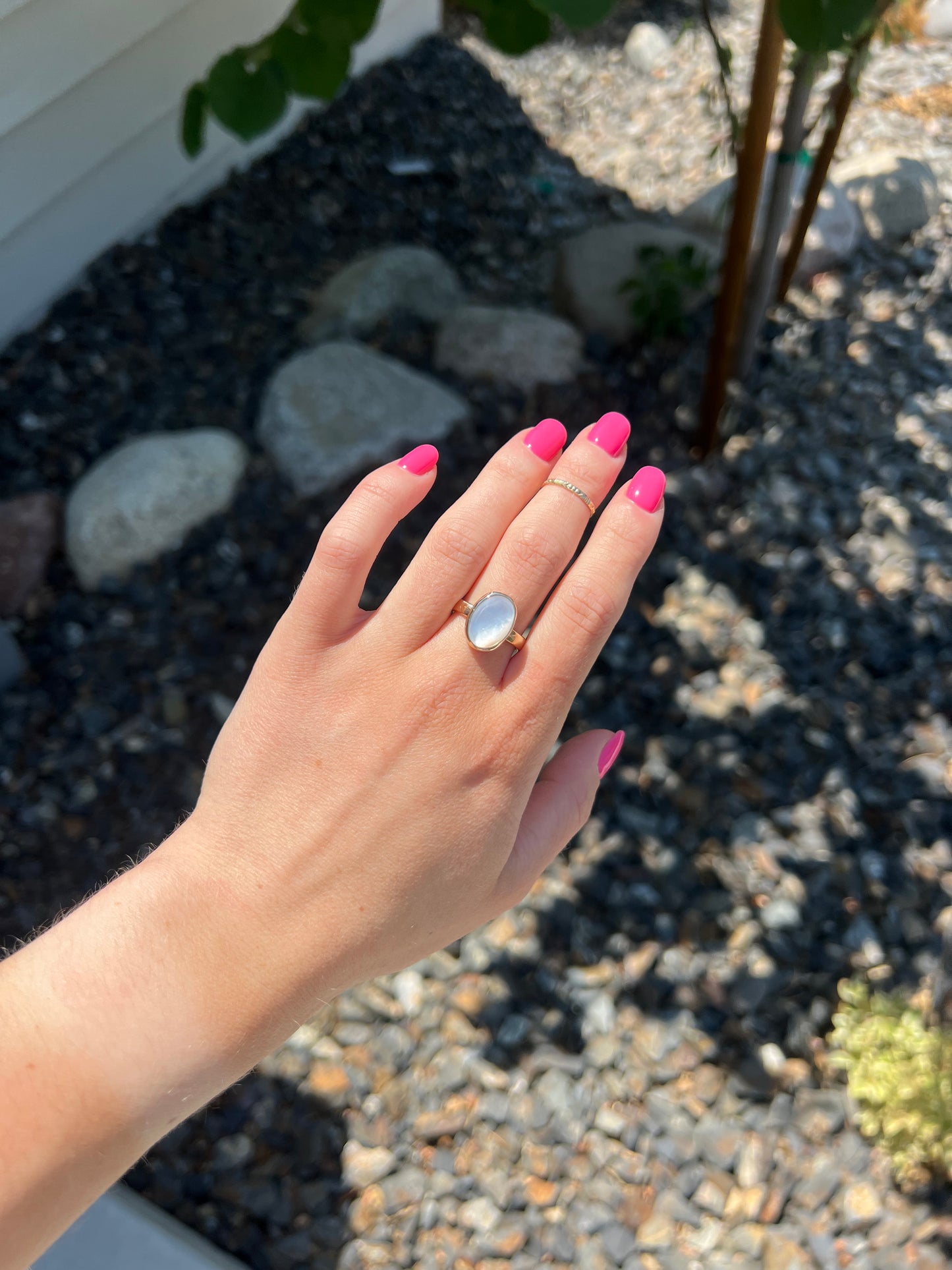 14k Gold Mother of Pearl Ring