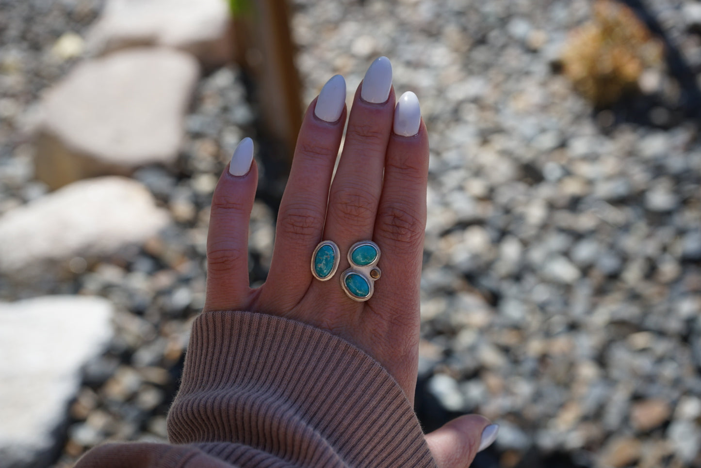 Turquoise Cluster Ring (adjustable)
