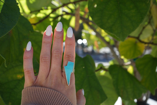 Turquoise Lightning Bolt Ring (size 6.5)