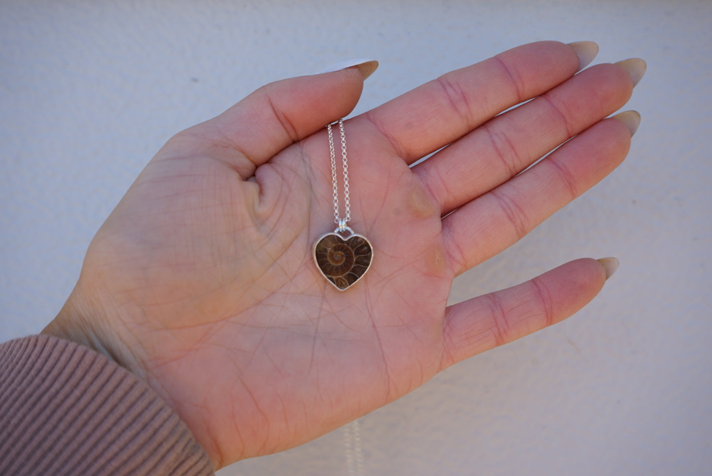 Ammonite Heart Necklace